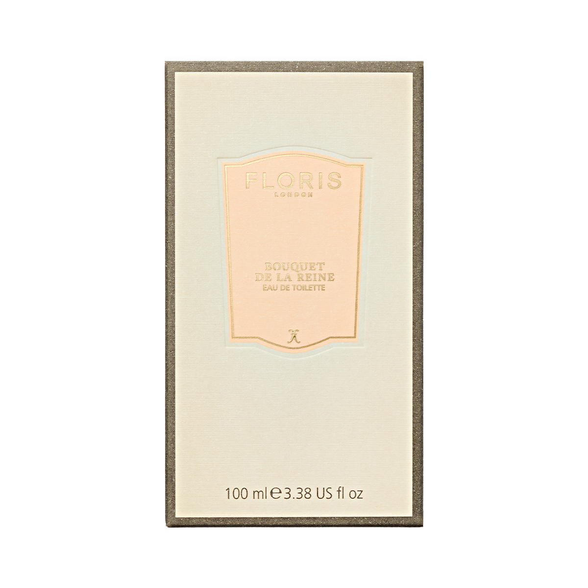 Floris London Bouquet de La Reine Eau de Toilette, 100ml—an elegant fruity floral fragrance with royal court notes in a beige box and gold-peach label.