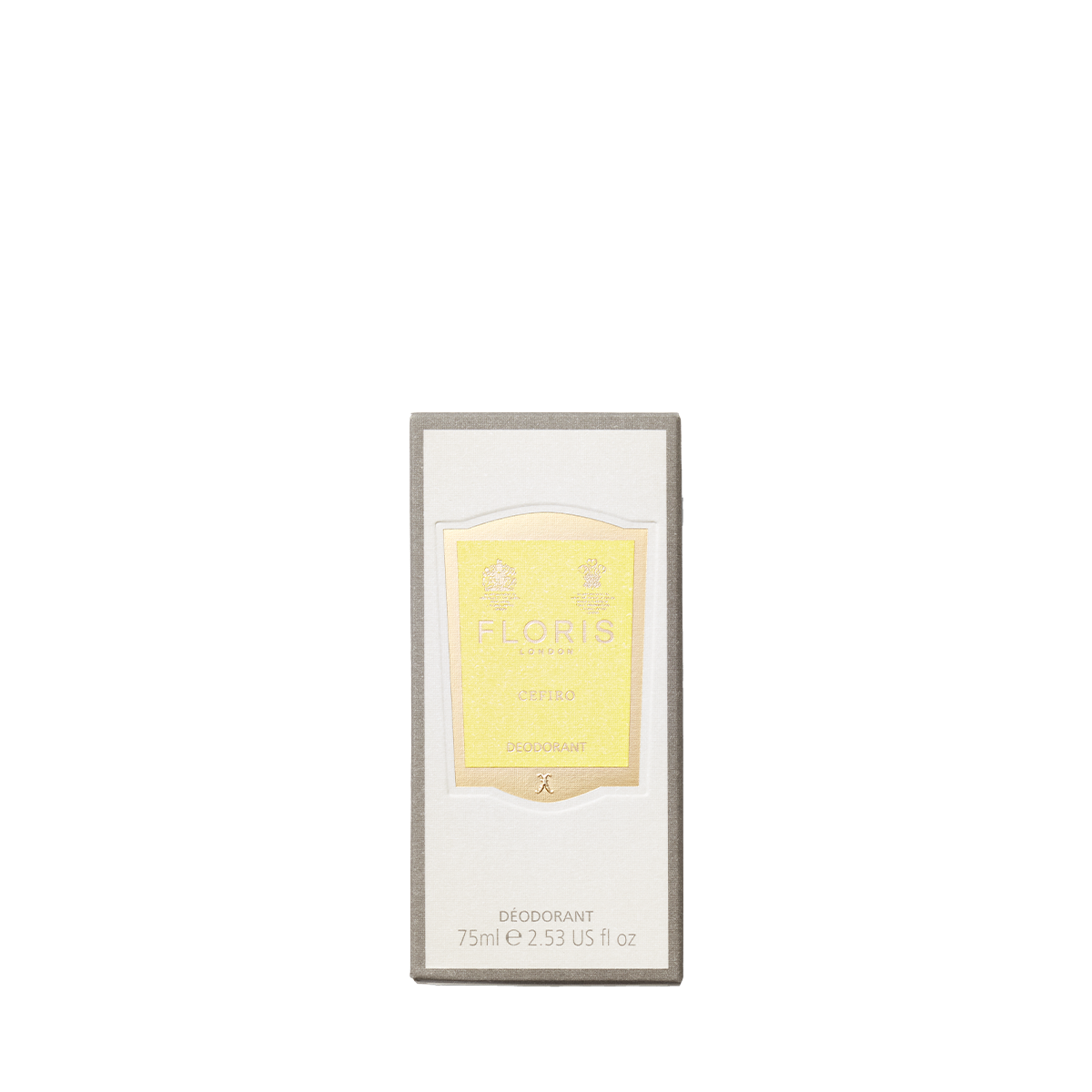 Floris London Cefiro - Deodorant Stick, 75ml (2.53 fl oz), aluminium-free—gentle on sensitive skin with a fresh yellow label.