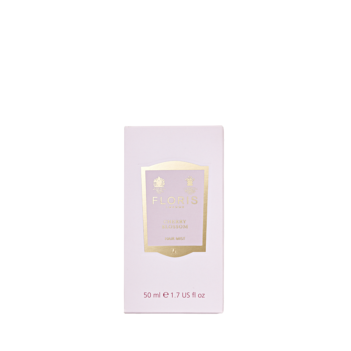 A 50ml Floris London Cherry Blossom Hair Mist box with gold label and text, shown on a plain white background.