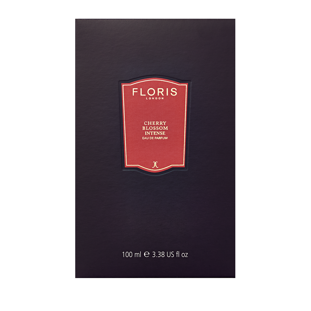 Floris London’s Cherry Blossom Intense Eau de Parfum is a 100ml spring floral fruity fragrance, presented in a box with a red and gold label.