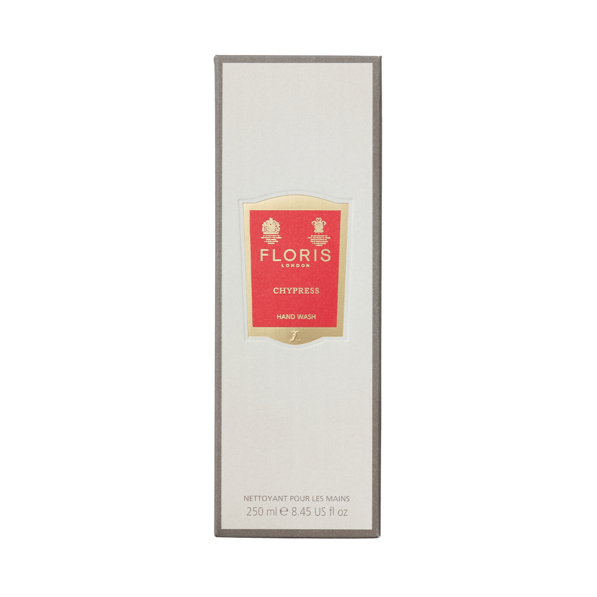 Floris London Chypress - Luxury Hand Wash 250ml, enriched with coconut and olive, comes in a beige box with a red and gold label.