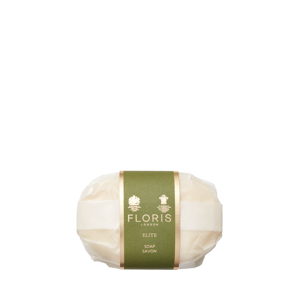 Floris London Elite - Luxury Soap is a signature men's bar with a refined, masculine scent, wrapped in paper with a green and gold label.