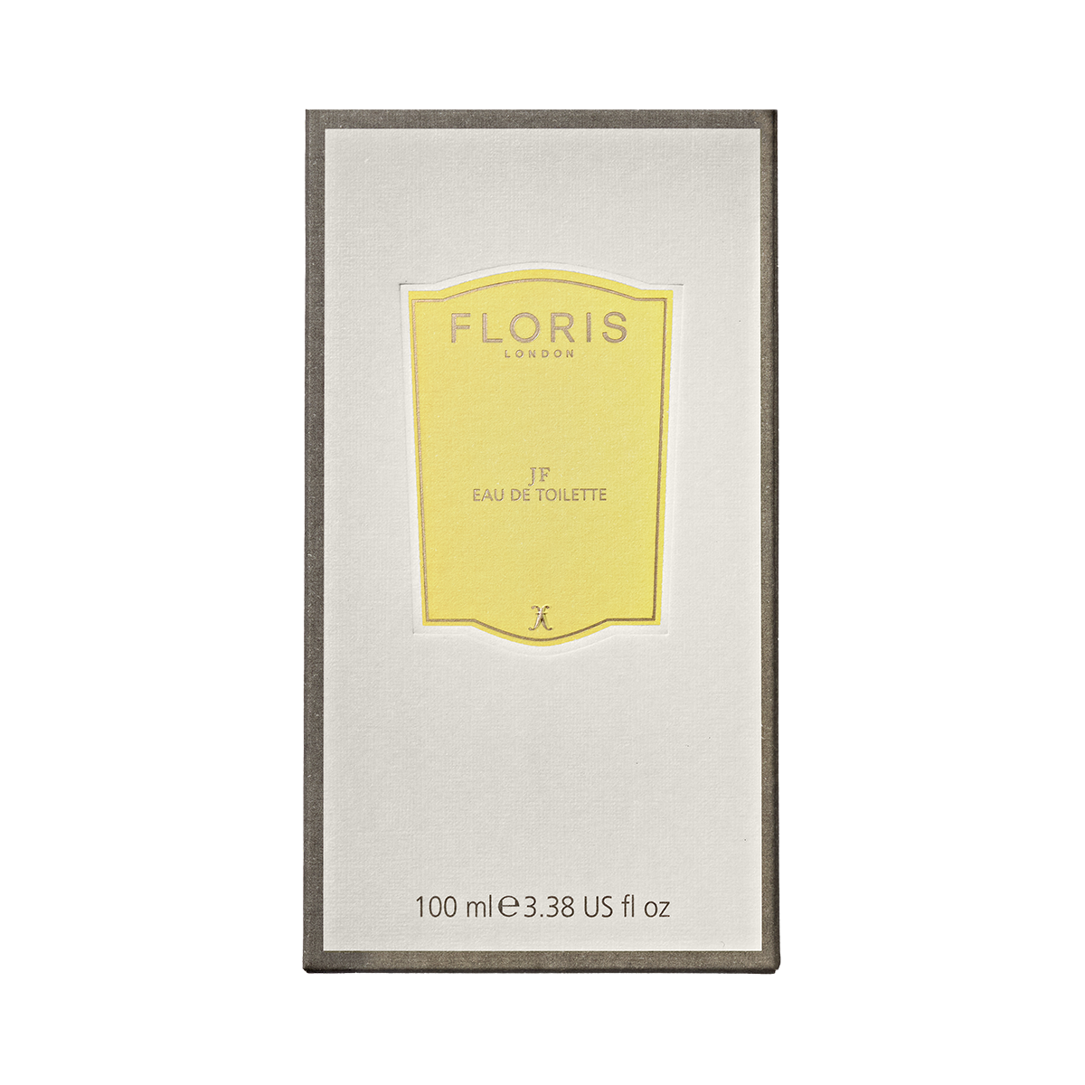 Box of Floris London JF - Eau de Toilette, 100 ml, a vegan citrus woody scent with a yellow label on a white background.