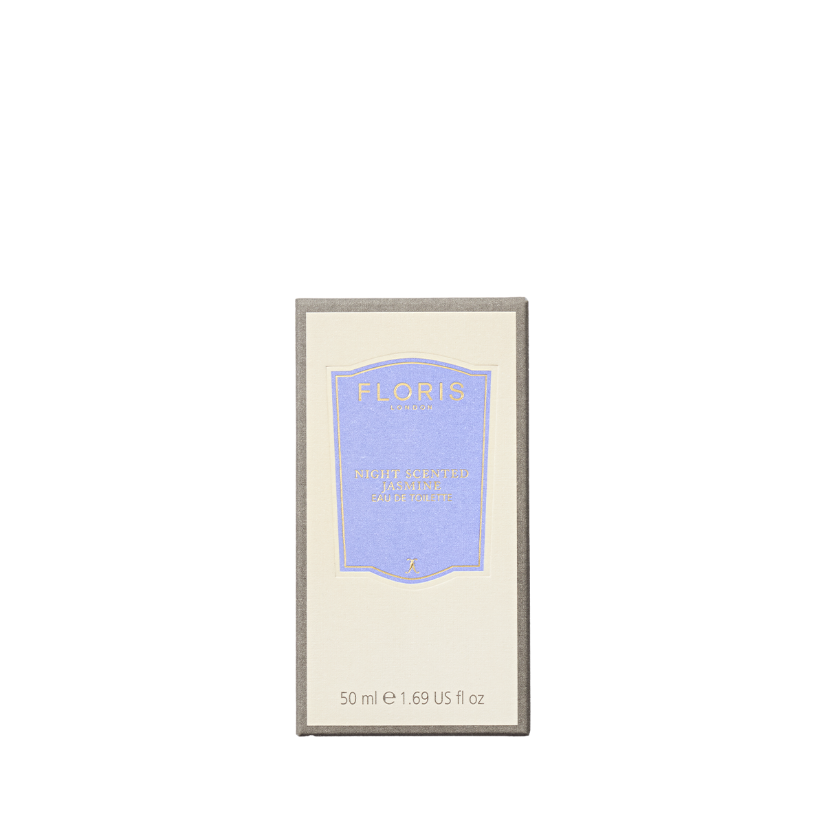A 50ml Floris London Night Scented Jasmine Eau de Toilette, in a purple and cream box, captures white jasmine notes inspired by Minorcan evenings.