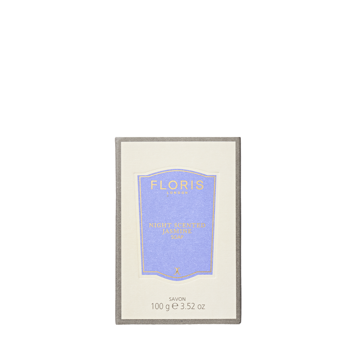 Floris London Night Scented Jasmine Luxury Soap, 100g, features a pale purple and cream label and a delicate floral fragrance.