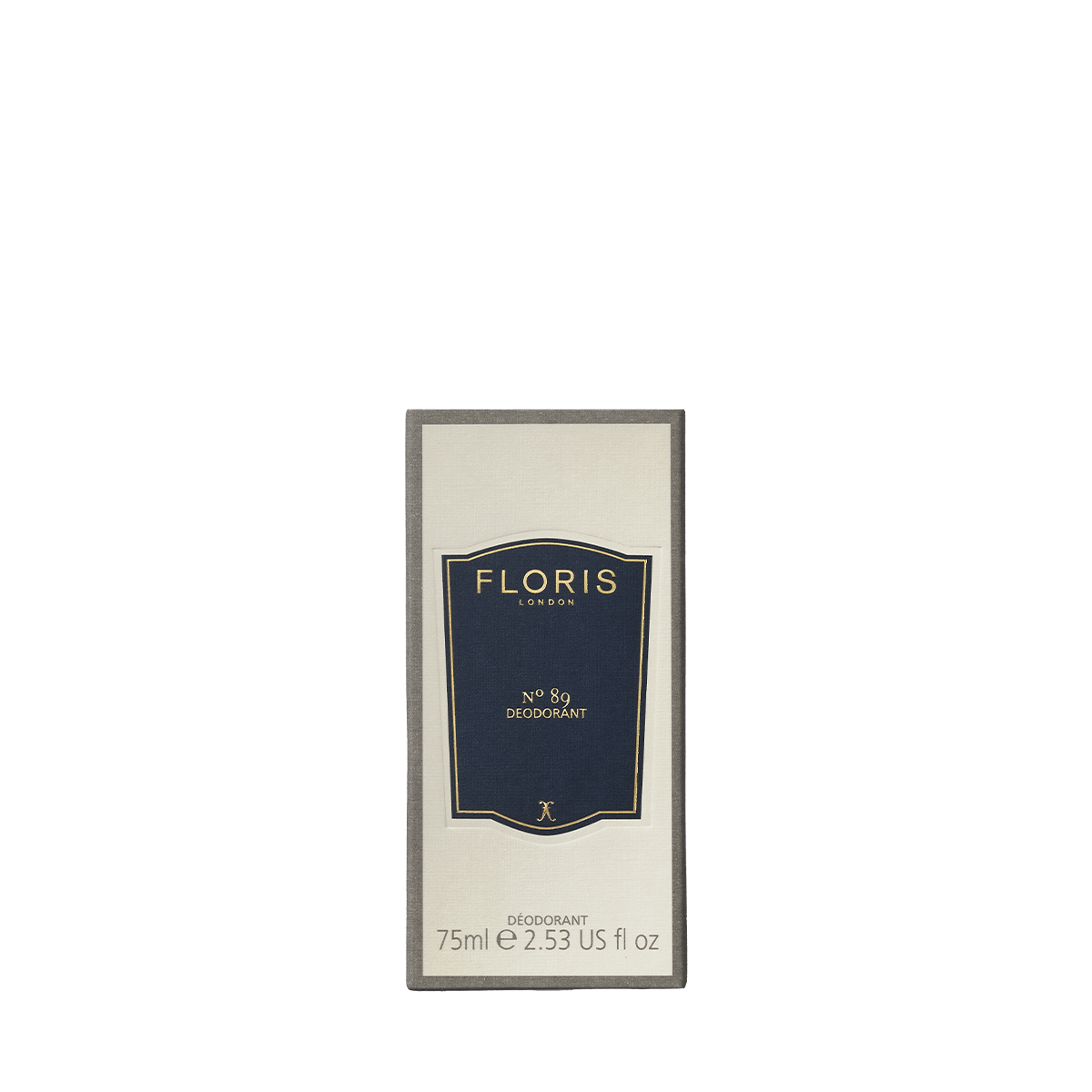 Floris London No. 89 - Deodorant Stick, 75ml, navy and cream box front on white; features orange and bergamot notes.