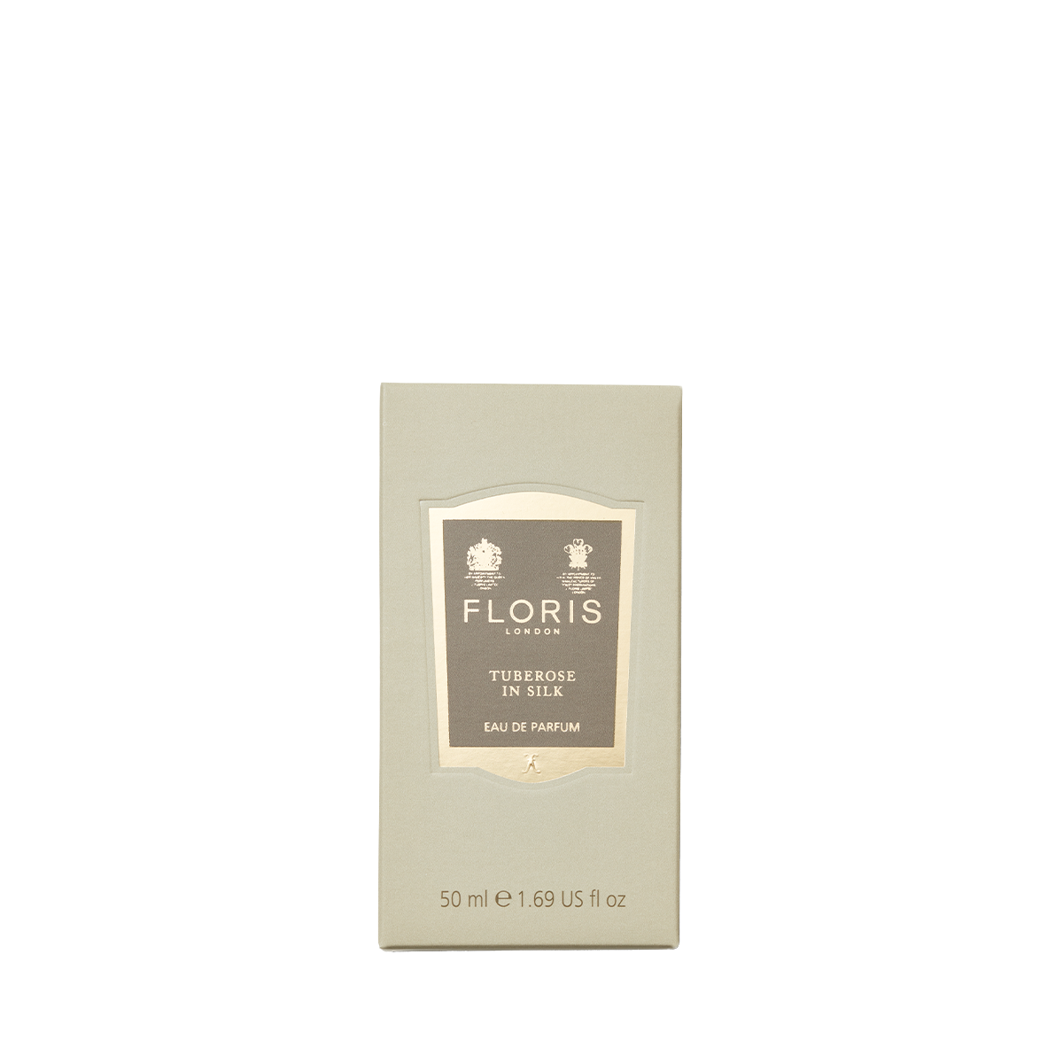 Floris London Tuberose In Silk - Eau de Parfum, 50ml box, featuring a luxurious tuberose and soft jasmine scent on a white background.