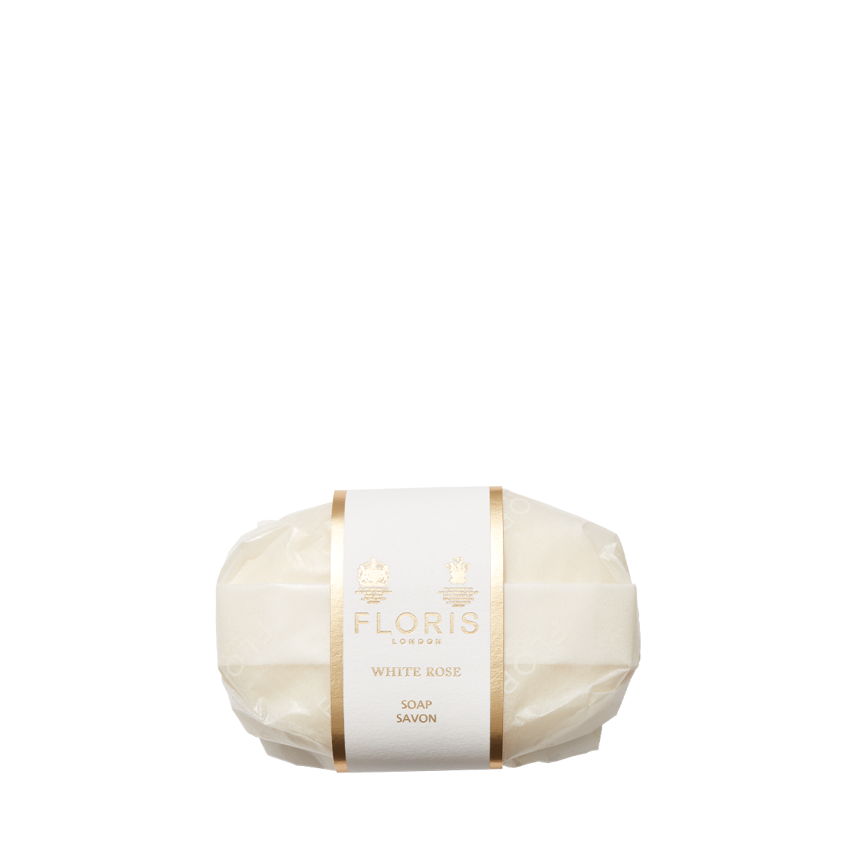 The White Rose - Luxury Soap by Floris London is wrapped in white with gold accents and enriched with nourishing shea butter.