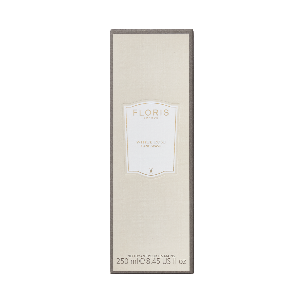 Floris London White Rose - Luxury Hand Wash, 250ml, with coconut and olive for a gentle, elegant cleanse in a white-label beige bottle.