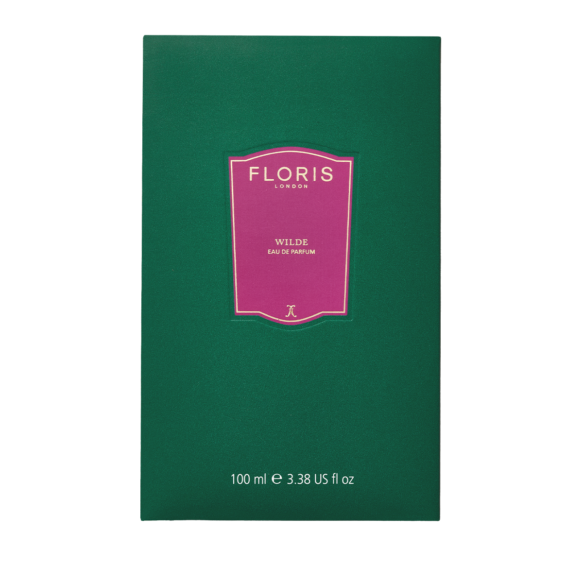 Floris London Wilde Eau de Parfum comes in a green box with a pink label, inspired by Oscar Wilde and celebrating creative expression.