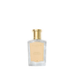 A clear glass bottle of Floris London’s Bouquet de La Reine Eau de Toilette with a gold cap and cream label, inspired by royal court fragrance.