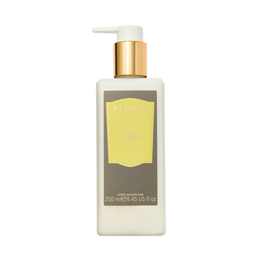 Floris London Cefiro Conditioner, 250ml—features hair hydration and signature Cefiro fragrance, with a gold pump and yellow label.