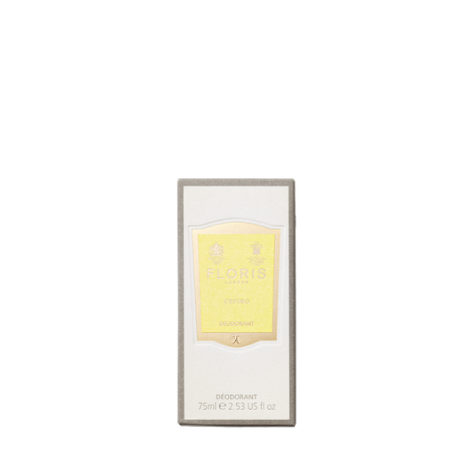 Floris London Cefiro - Deodorant Stick, 75ml (2.53 fl oz), aluminium-free—gentle on sensitive skin with a fresh yellow label.