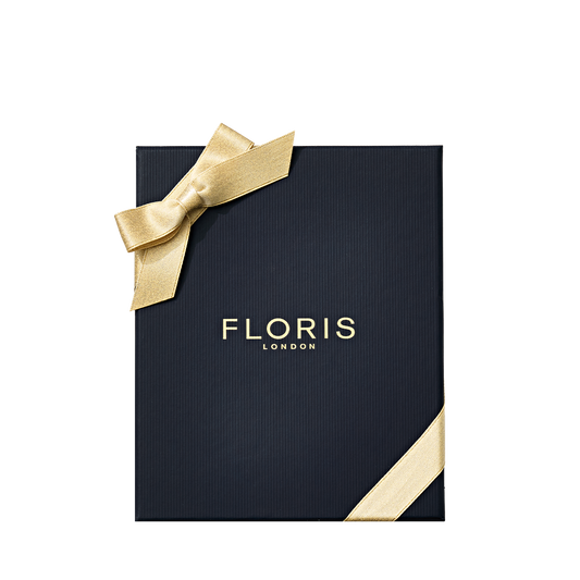 Cefiro Hero | Cefiro Duo by Floris London US in a navy gift box with gold ribbon bow on a white background.