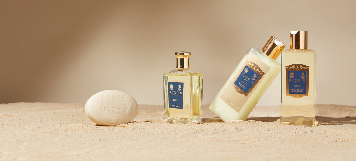 A bed of sand with Cefiro products placed into the sand