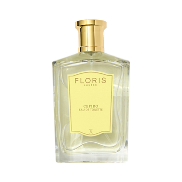 Floris London Cefiro - Eau de Toilette: a fresh, uplifting unisex citrus fragrance in a clear glass bottle with gold cap and yellow label.
