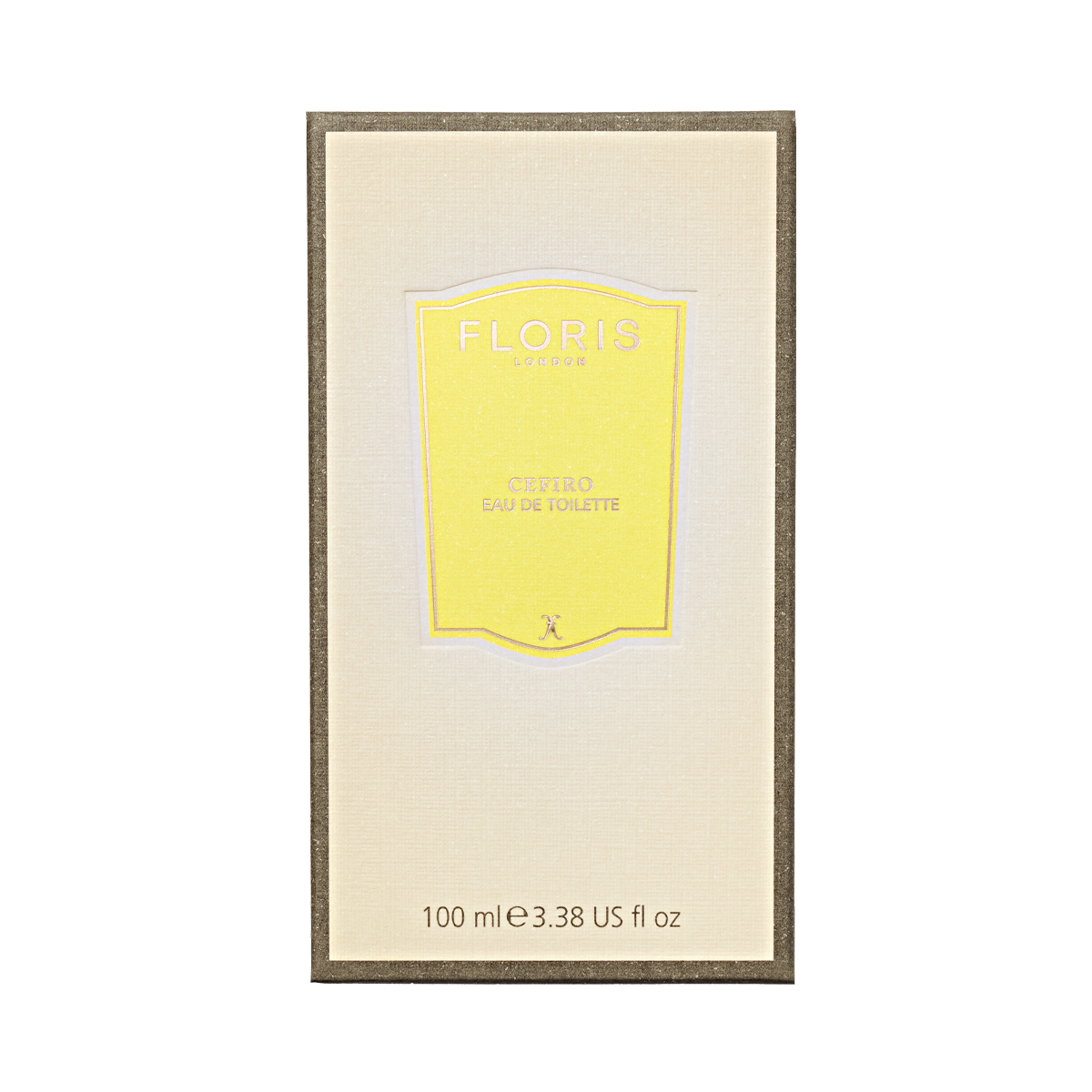 Floris London Cefiro Eau de Toilette, 100 ml—beige and yellow box with an elegant minimalist design and a fresh unisex citrus fragrance.