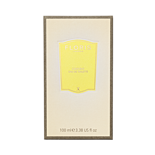 Floris London Cefiro Eau de Toilette, 100 ml—beige and yellow box with an elegant minimalist design and a fresh unisex citrus fragrance.