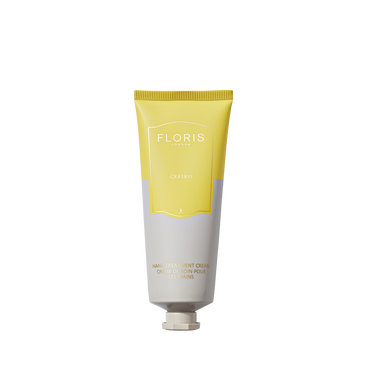 Floris London Cefiro - Hand Treatment Cream 75ml in yellow and gray packaging, ideal for very dry hands, shown on a white background.