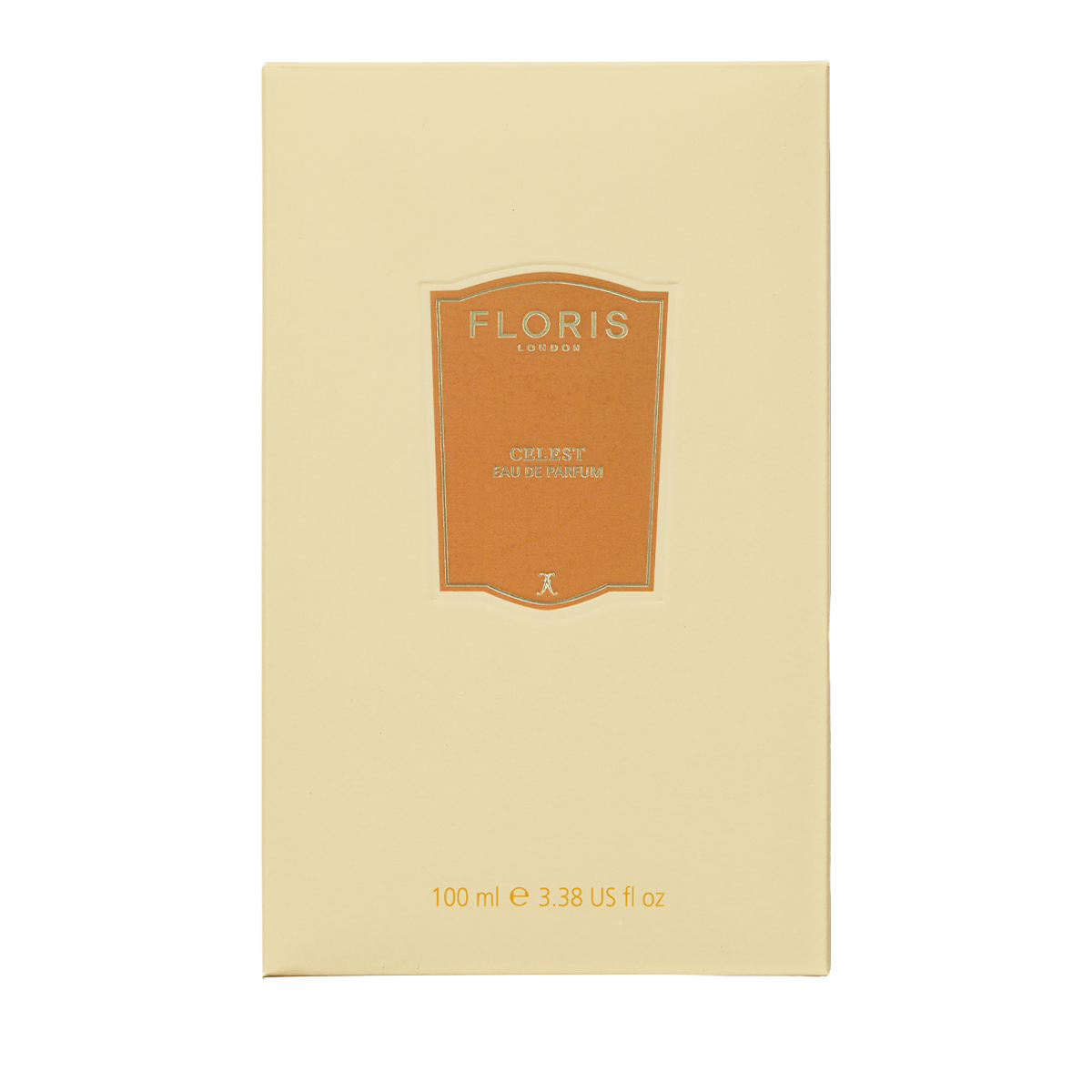 Beige Floris London US Celest - Eau de Parfum box with an orange label, gold text, and 100 ml size.