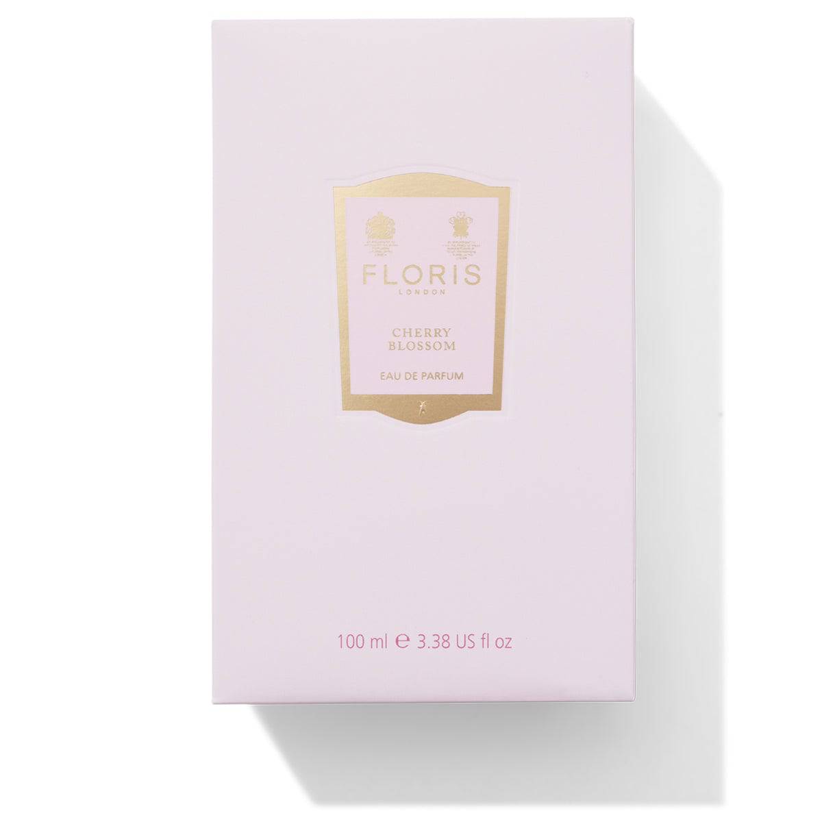 Cherry Blossom Intense Eau de Parfum box by Floris London US, highlighting the luxurious packaging design.