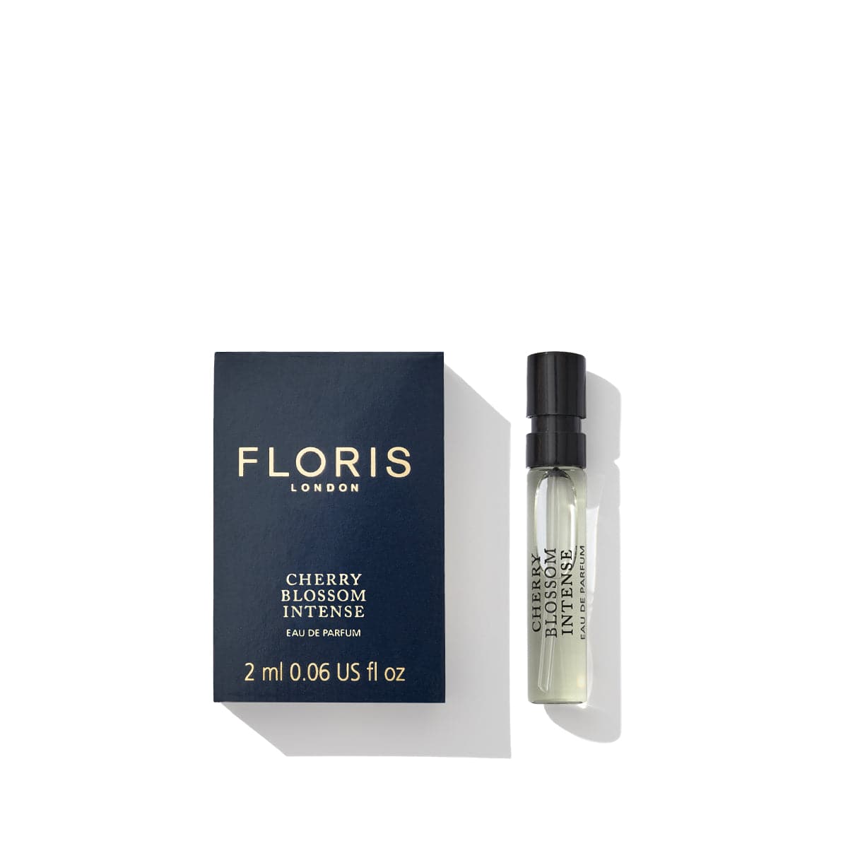 Cherry Blossom Intense Eau de Parfum sample by Floris London US, featuring the delicate and floral sample packaging.