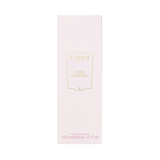 Floris London UK Cherry Blossom - Bath & Shower Gel, 250 ml, in a pink box.