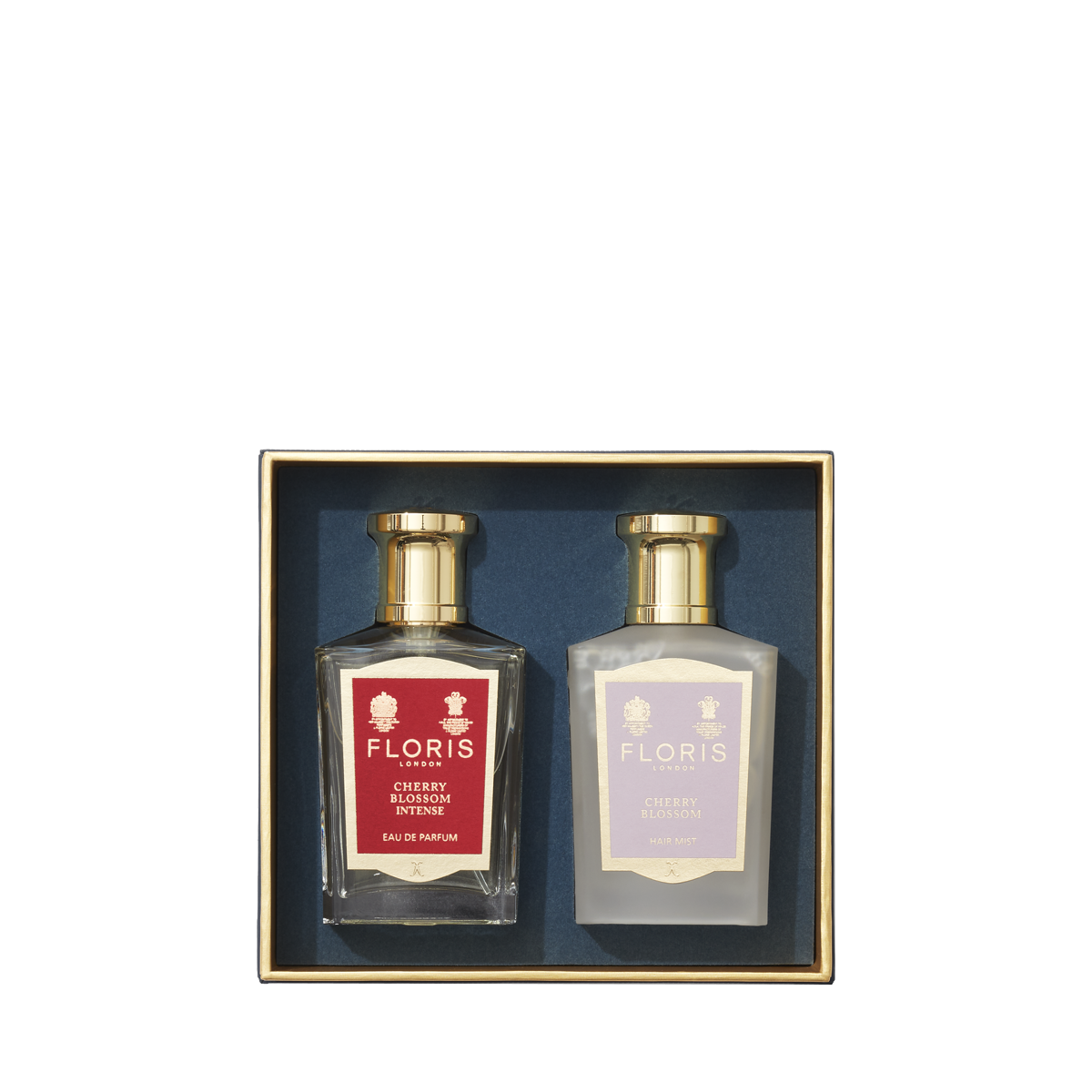 Discover the Floris London Cherry Blossom Duet gift set: two exquisite perfumes, Cherry Blossom Intense and Eau de Parfum, beautifully boxed.