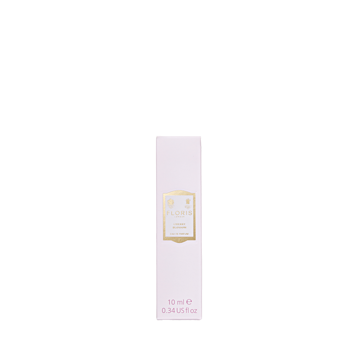 Light pink 10ml Floris London Cherry Blossom - Eau de Parfum box with gold and white label, offering a delicate cherry blossom scent.