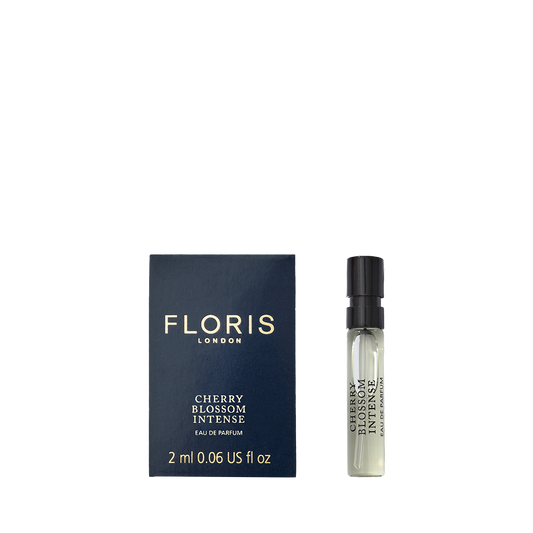 A Floris London Cherry Blossom Intense Eau de Parfum 2 ml spray sample with box—a vibrant spring scent featuring fresh floral and fruity notes.