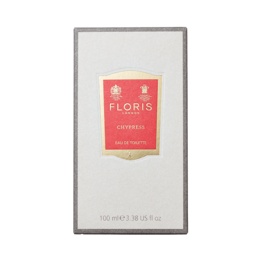 Floris London Chypress - Eau de Toilette, 100 ml, features a red and gold label and offers a floral chypre scent with bergamot zest notes.