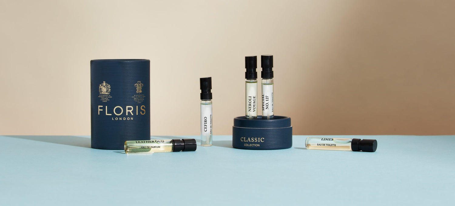 Discovery Classic Collection by Floris London US, featuring a range of classic fragrances in an elegant display.