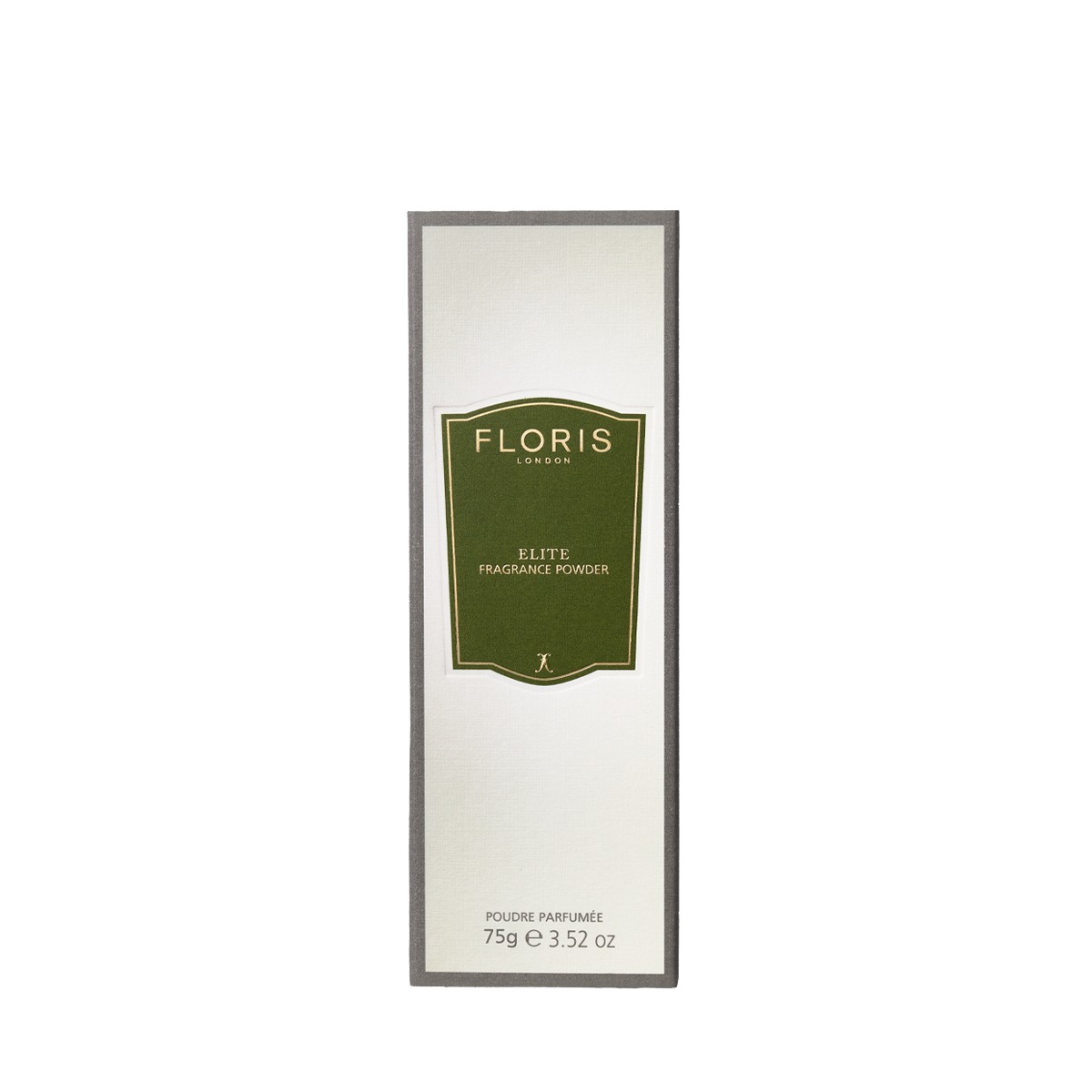 Floris London Elite - Fragrance Powder comes in a rectangular box with a green and gold label, formulated with aloe vera to soothe and protect skin.