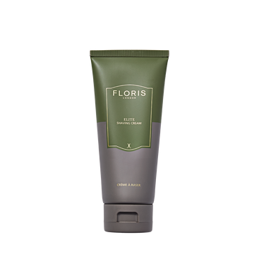 A 100ml tube of Floris London UK Elite Conditioning Shaving Cream, featuring a green and gray design against a white background.