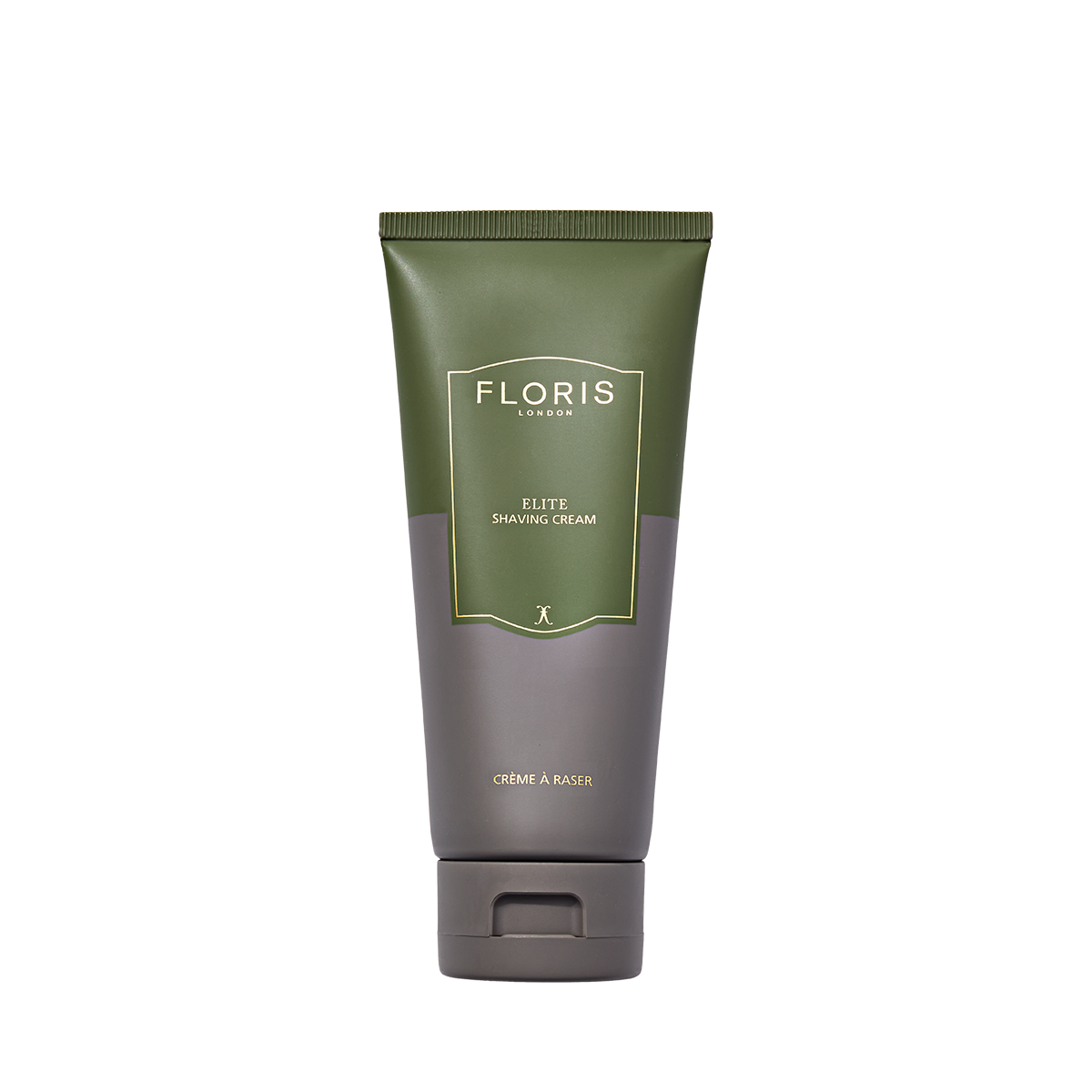 A 100ml tube of Floris London UK Elite Conditioning Shaving Cream, featuring a green and gray design against a white background.