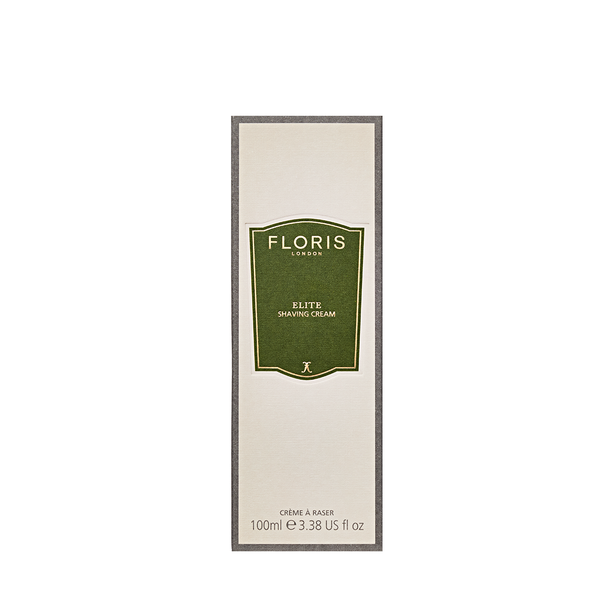 Floris London UK Elite Conditioning Shaving Cream, 100ml, in a box with a green label on a light background.