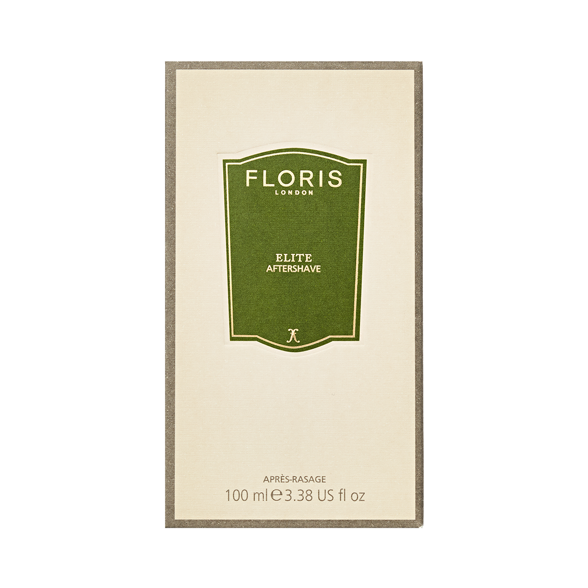 Floris London Elite - Aftershave 100ml comes in a beige box with a green label, offering a refined fragrance and soothing witch-hazel.