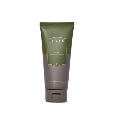 Floris London Elite Facial Moisturiser - 100ml stands upright against a white background, delivering hydration and antioxidant protection.