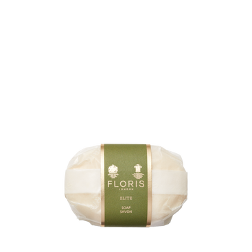 Floris London Elite - Luxury Soap is a signature men's bar with a refined, masculine scent, wrapped in paper with a green and gold label.