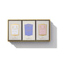 A trio from the Floris London Soap Collection | For Her, featuring floral elegance with scents of White Rose, White Heather & Lavender, and Elite, beautifully presented in a gold-bordered box.