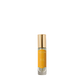 A small glass Eau de Parfum bottle from Floris London with a gold cap and yellow label, "Golden Amber," featuring notes of golden amber.