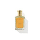 A bottle of Floris London's Golden Amber - Eau de Parfum, featuring a golden cap and an orange label against a white backdrop, reveals its delicate floral heart enriched by subtle aquatic notes.