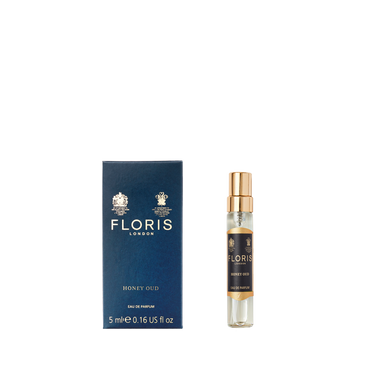 Floris London Honey Oud Eau de Parfum is a small bottle combining delicate rose with rich oud oil notes.