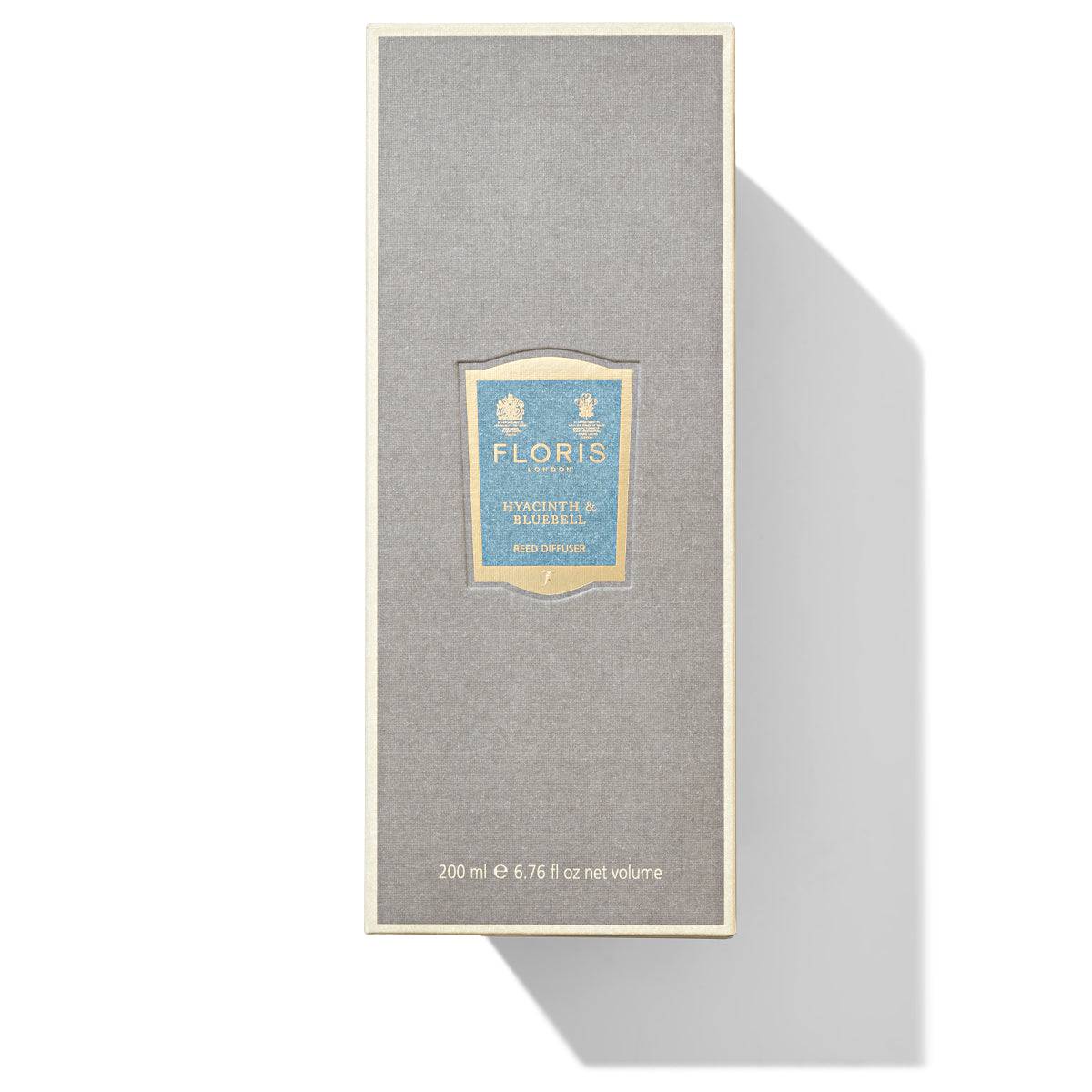 Hyacinth & Bluebell Reed Diffuser by Floris London US, featuring the beautifully packaged diffuser box.