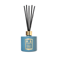 Floris London's Hyacinth & Bluebell - Reed Diffuser (200ml) features a sleek glass vessel with black reeds, filling the air with a green floral fragrance.