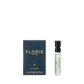 A Floris London JF - Eau de Toilette 2ml sample: dark box on the left, clear spray vial with black cap on the right.