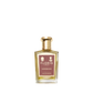 A bottle of Floris London Leather Oud - Eau de Parfum, with a gold cap and brown label, is shown on a white background.