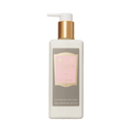A 250ml bottle of Floris London Lily - Enriched Body Moisturiser with sweet almond oil, gold pump, and pink label.