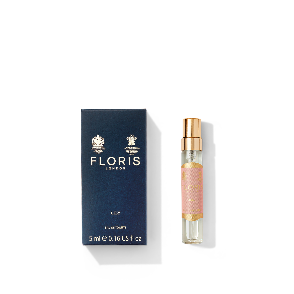 Lily Eau de Toilette 5ml (BF) by Floris London artfully captures the dewy freshness of a floral fragrance. The navy and rose gold design beautifully complements the essence of Lily of the Valley.