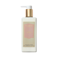 A 250ml bottle of Floris London Lily Luxury Hand Lotion with a pump, infused with vitamin E and featuring a pink label.